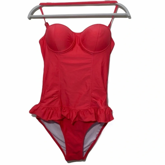 EUC Ensasa one piece hot pink swimsuit swimwear M - Picture 1 of 6